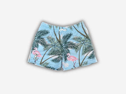Kids Flamingo Palms Mesh Shorts