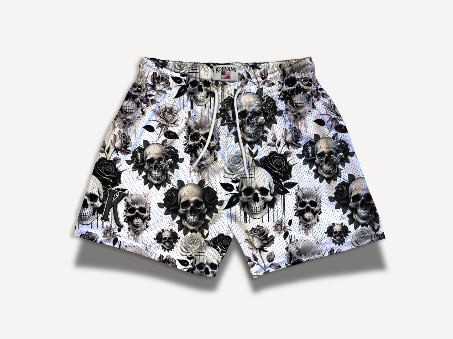 Skull Rose Mesh Shorts