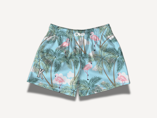 Kids Flamingo Palms Mesh Shorts