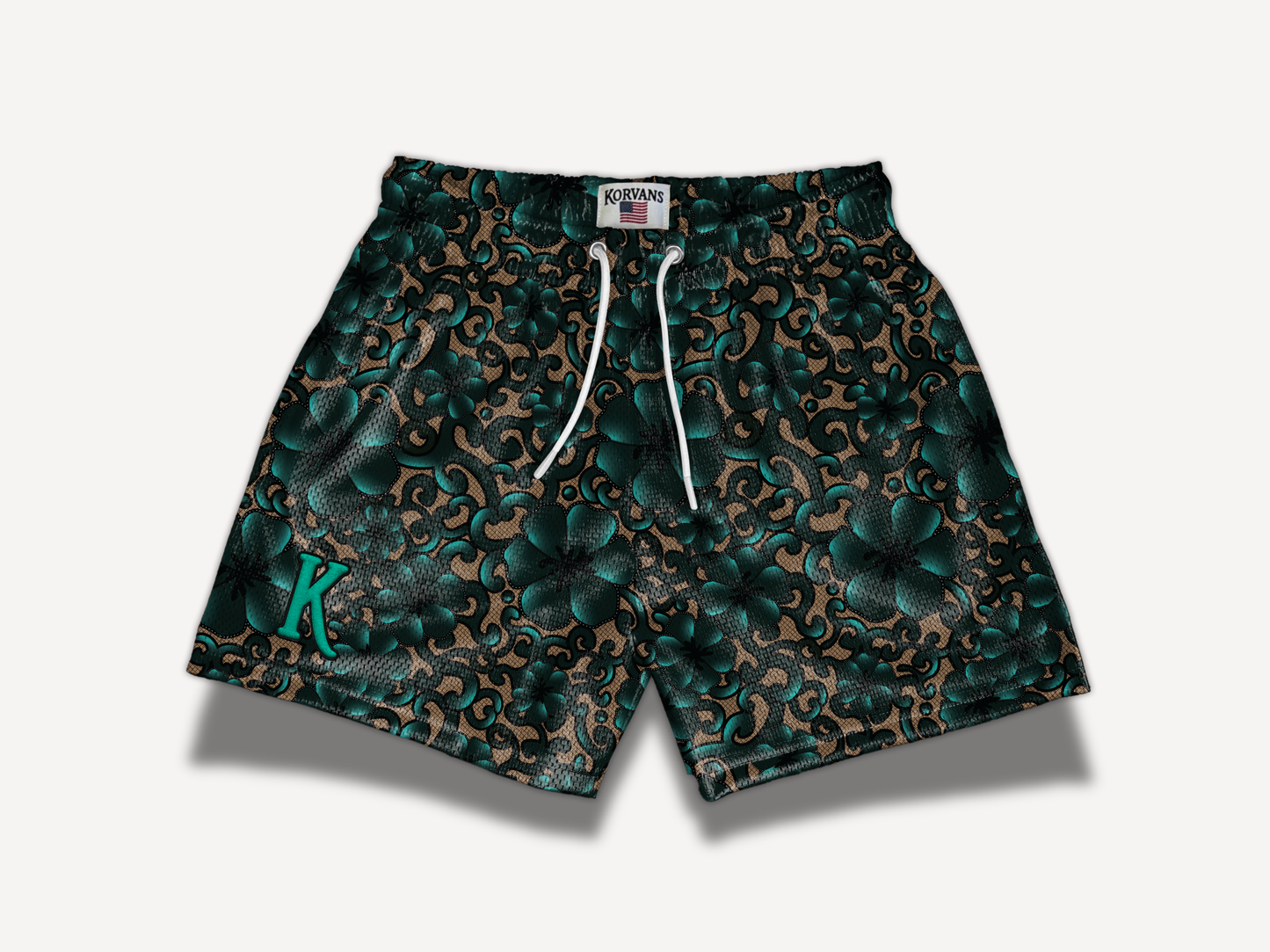 Emerald Bloom Mesh Shorts